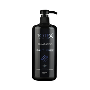Șampon pentru păr Totex Shampoo Salt Free de la Olimpstore, flacon negru cu pompiță, text alb și albastru.