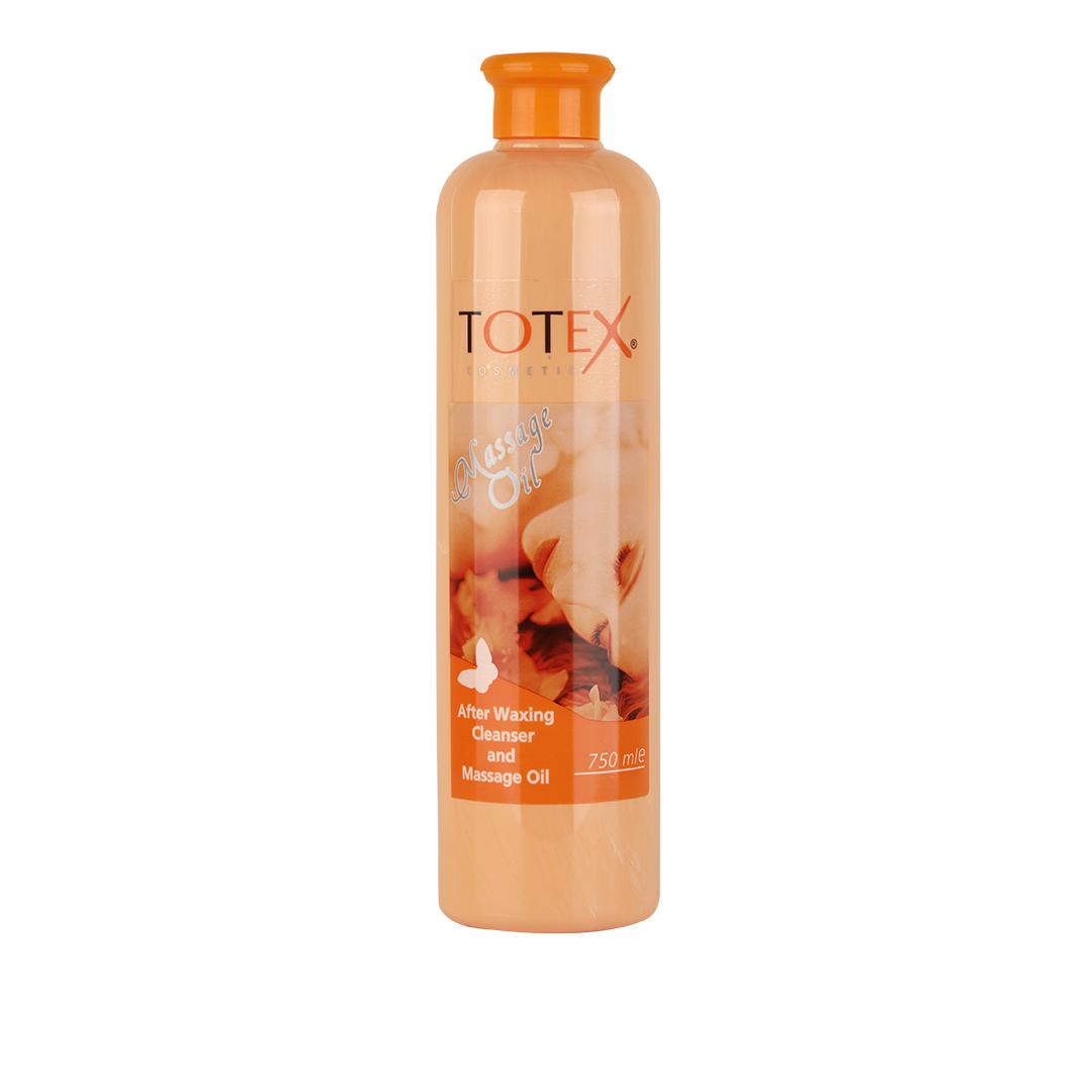 Ulei pentru masaj și eliminarea cerii Totex Massage Oil Orange 2in1 de la Olimpstore, flacon portocaliu translucid, capac portocaliu.