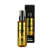 Ulei pentru păr Totex Hair Care Serum Argan 125ml de la Olimpstore, flacon auriu cu pompă, cutie neagră cu accente aurii.